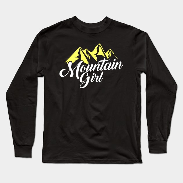 Cute Mountain Girl Hiking Hiker Adventure Nature Long Sleeve T-Shirt by theperfectpresents